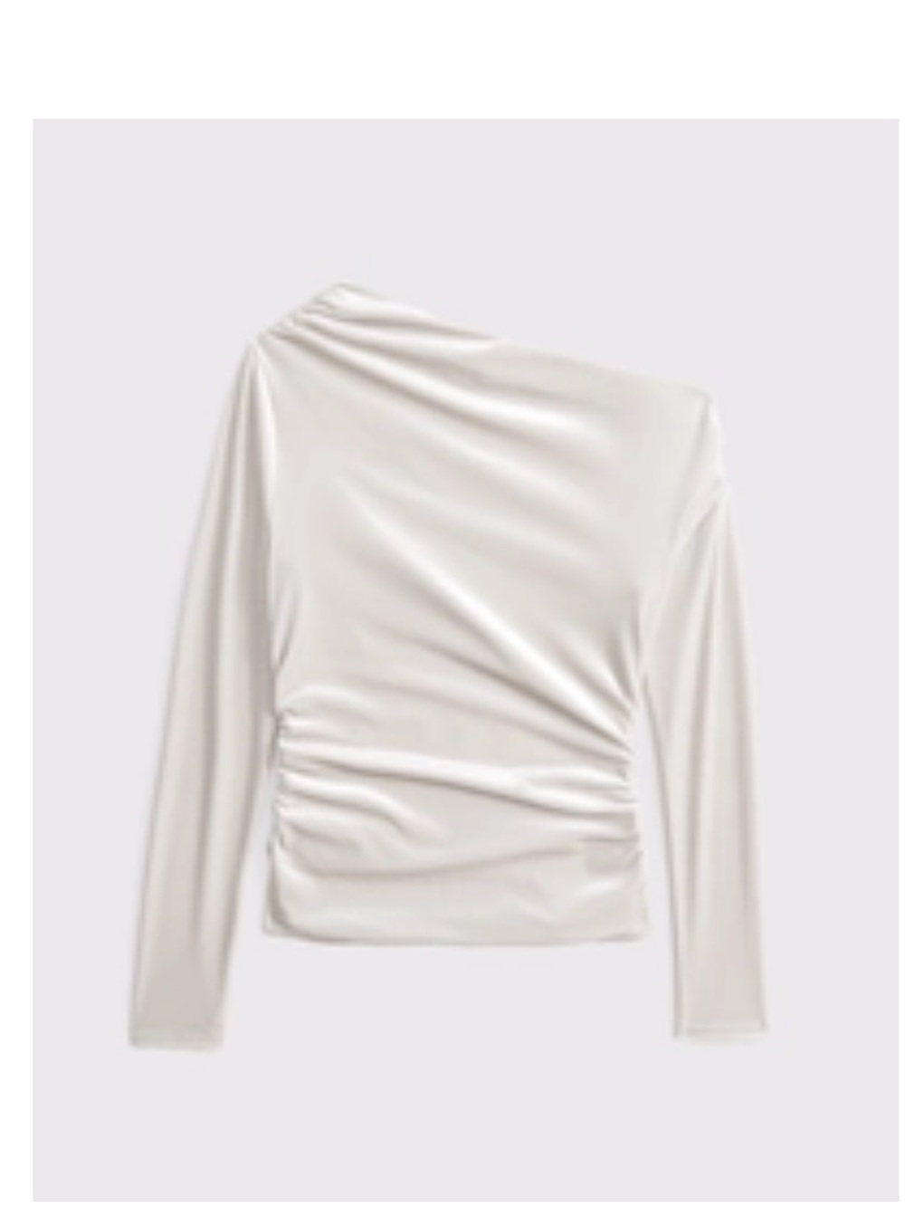 Abercrombie & Fitch One-Shoulder Ruched Long-Sleeve Top - Cream